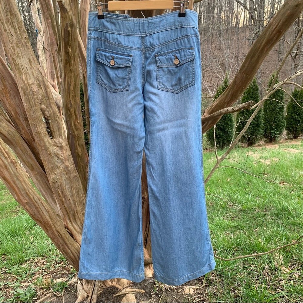 Anthropologie Elevenses Wide Leg Sailor Button Denim Pants - Picture 6 of 9